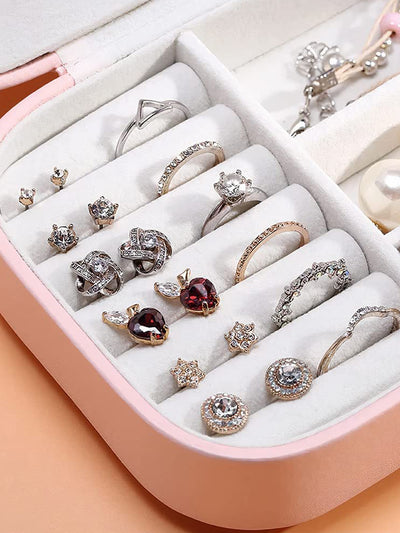 Scintillare By Sukkhi Jewellery Organiser PU Leather Button Portable Storage Box Case with Dividers Container for Rings, Earrings, Necklace Home Organizer JB107104