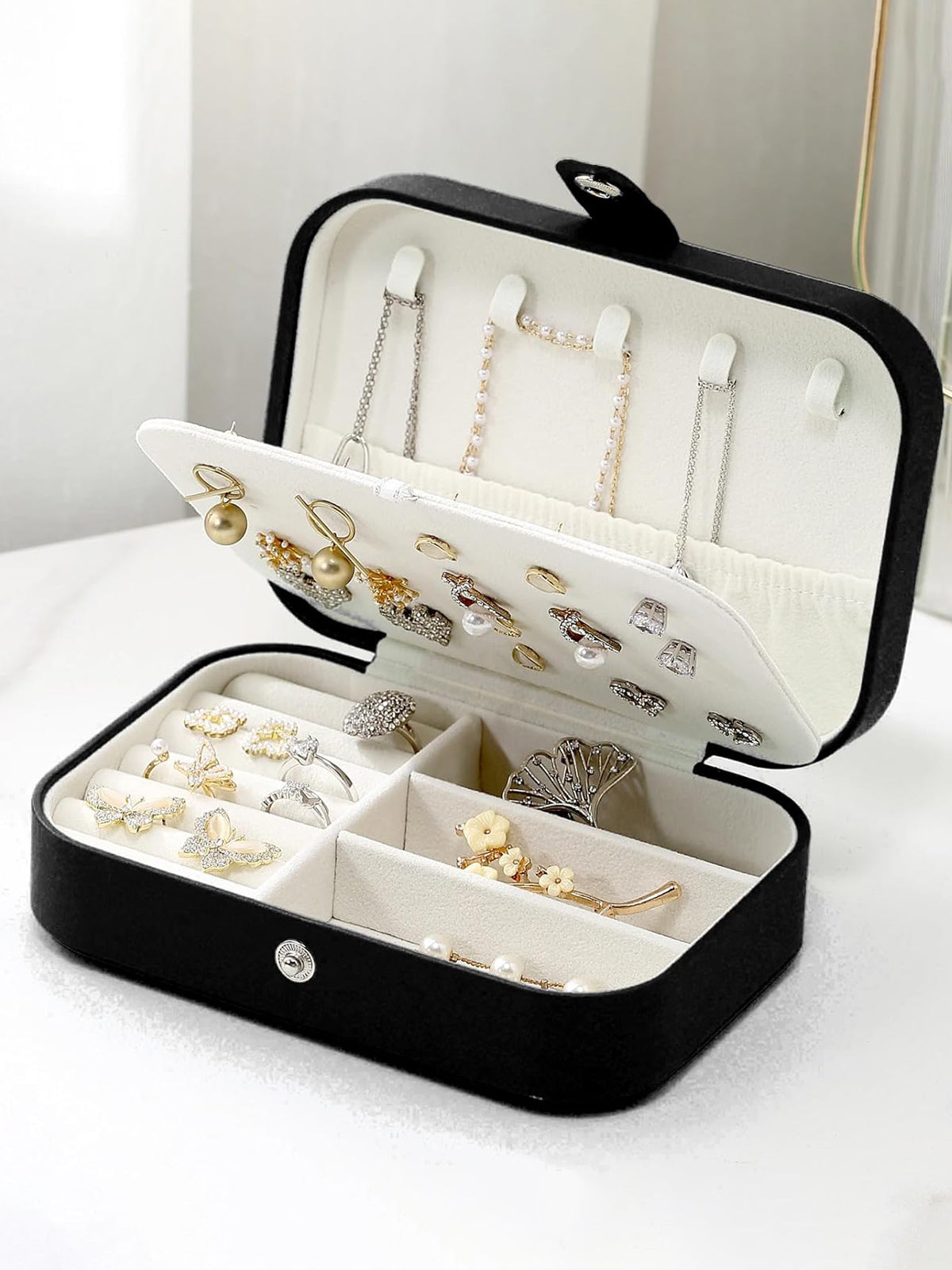 Scintillare By Sukkhi Jewellery Organiser MultiLayer PU Leather Portable Storage Box Case with Dividers Container for Rings, Earrings, Necklace Home Organizer JB107105