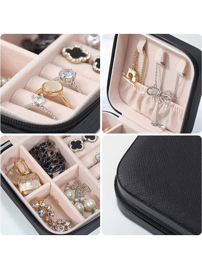 Scintillare By Sukkhi Jewellery Organiser PU Leather Zipper Portable Storage Box Case with Dividers Container for Rings, Earrings, Necklace Home Organizer JB107109