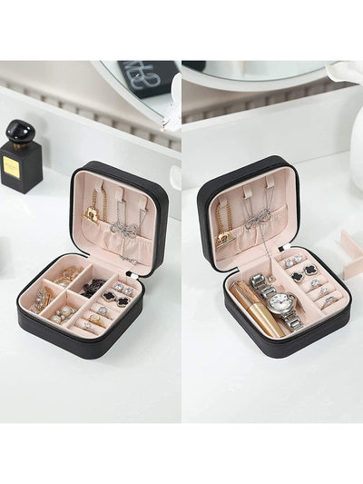 Scintillare By Sukkhi Jewellery Organiser PU Leather Zipper Portable Storage Box Case with Dividers Container for Rings, Earrings, Necklace Home Organizer JB107109