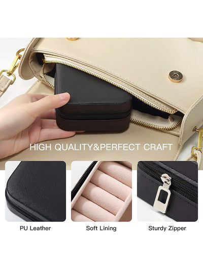 Scintillare By Sukkhi Jewellery Organiser PU Leather Zipper Portable Storage Box Case with Dividers Container for Rings, Earrings, Necklace Home Organizer JB107109