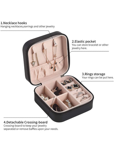Scintillare By Sukkhi Jewellery Organiser PU Leather Zipper Portable Storage Box Case with Dividers Container for Rings, Earrings, Necklace Home Organizer JB107109