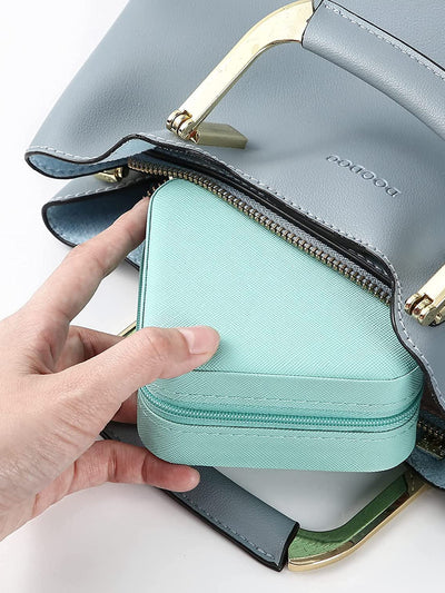 Scintillare By Sukkhi Jewellery Organiser PU Leather Zipper Portable Storage Box Case with Dividers Container for Rings, Earrings, Necklace Home Organizer JB107110