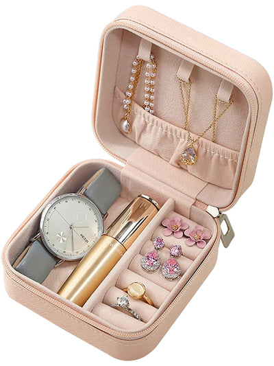 Scintillare By Sukkhi Jewellery Organiser PU Leather Zipper Portable Storage Box Case with Dividers Container for Rings, Earrings, Necklace Home Organizer JB107111