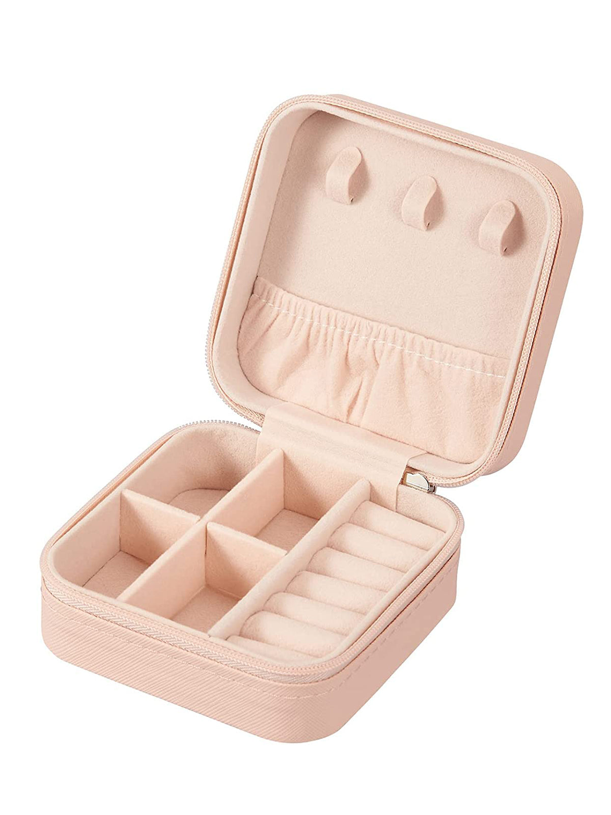 Scintillare By Sukkhi Jewellery Organiser PU Leather Zipper Portable Storage Box Case with Dividers Container for Rings, Earrings, Necklace Home Organizer JB107111