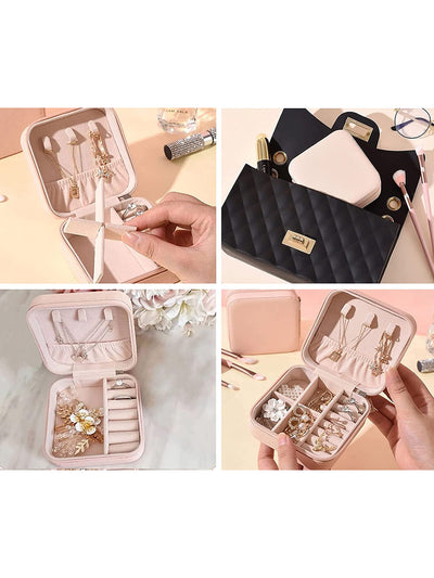 Scintillare By Sukkhi Jewellery Organiser PU Leather Zipper Portable Storage Box Case with Dividers Container for Rings, Earrings, Necklace Home Organizer JB107111