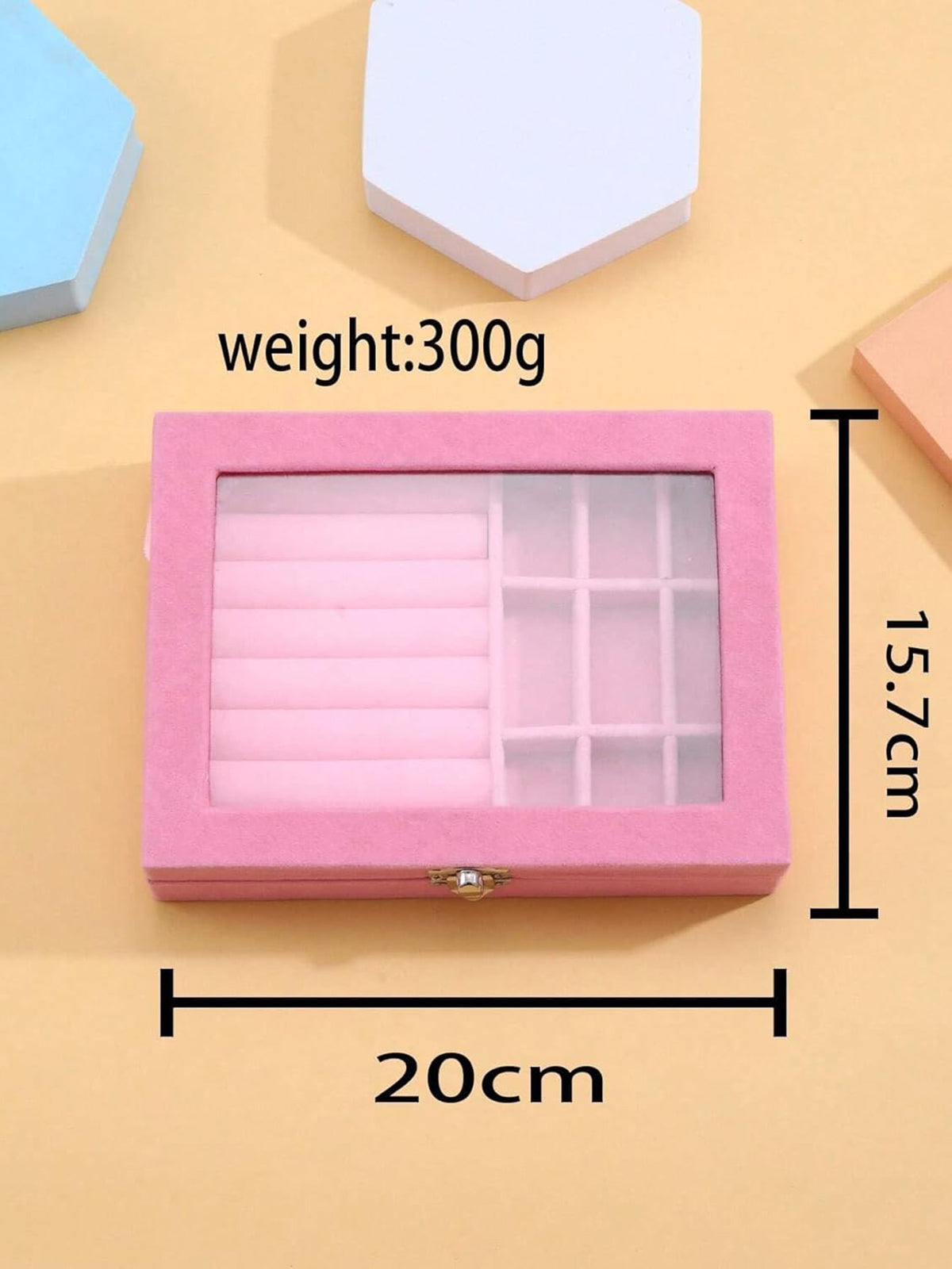 Scintillare By Sukkhi Jewellery Box Jewellery Organiser Box Velvet Clear Lid Jewelry Organizer, Ring Earring Bracelets Jewelry Storage Case, Portable Jewelry Box for Girls Women JB107112