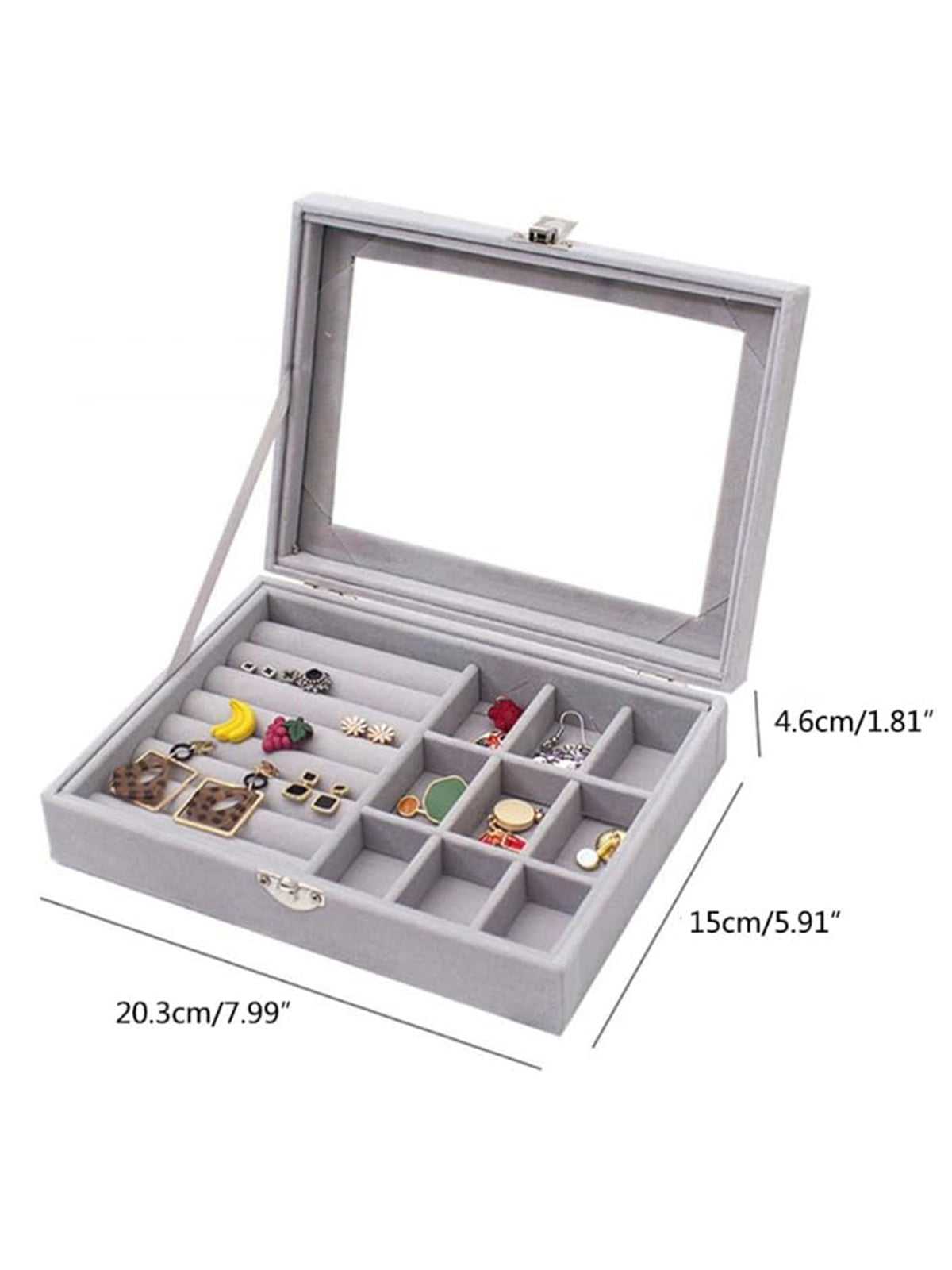 Scintillare By Sukkhi Jewellery Box Jewellery Organiser Box Velvet Clear Lid Jewelry Organizer, Ring Earring Bracelets Jewelry Storage Case, Portable Jewelry Box for Girls Women JB107113