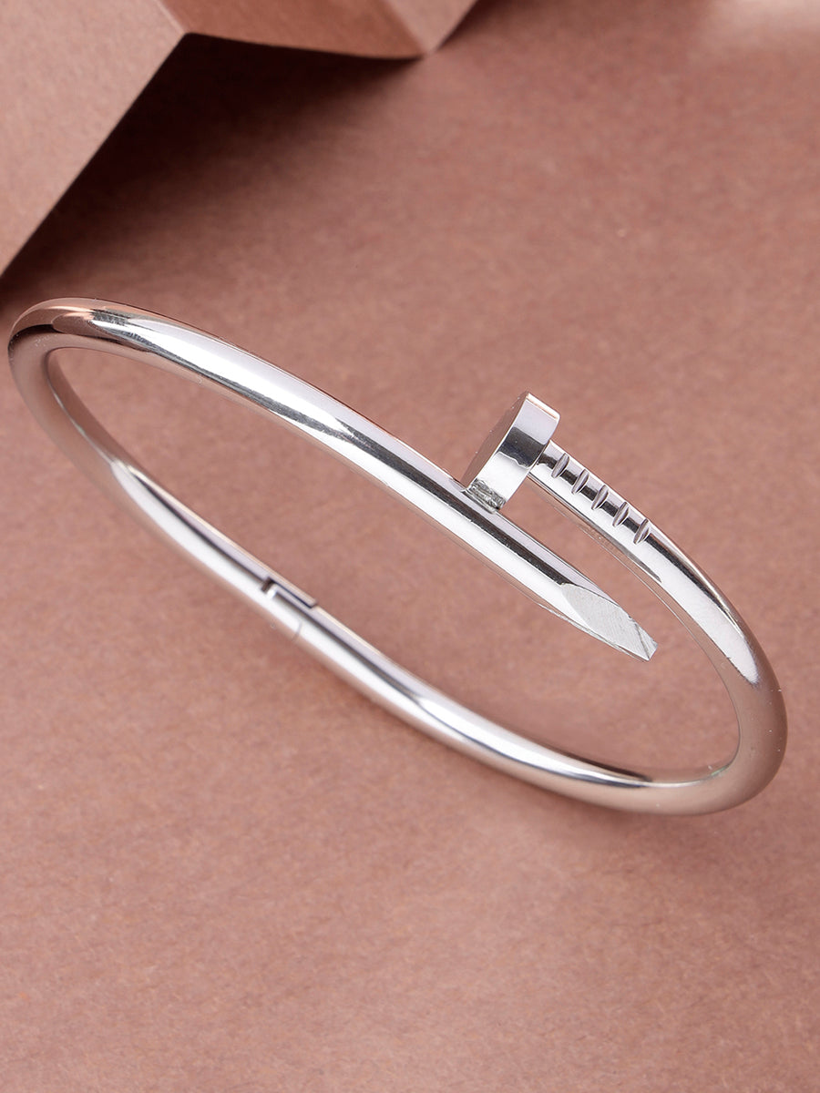 Scintillare By Sukkhi Modern Fashionable Rhodium Plated with Stainless Steel Openable Kada Bracelet Jewellery for Women & Girls|Anti Tarnish Jewellery|Gifts for Wife Girlfriend Mother Sister|K107048