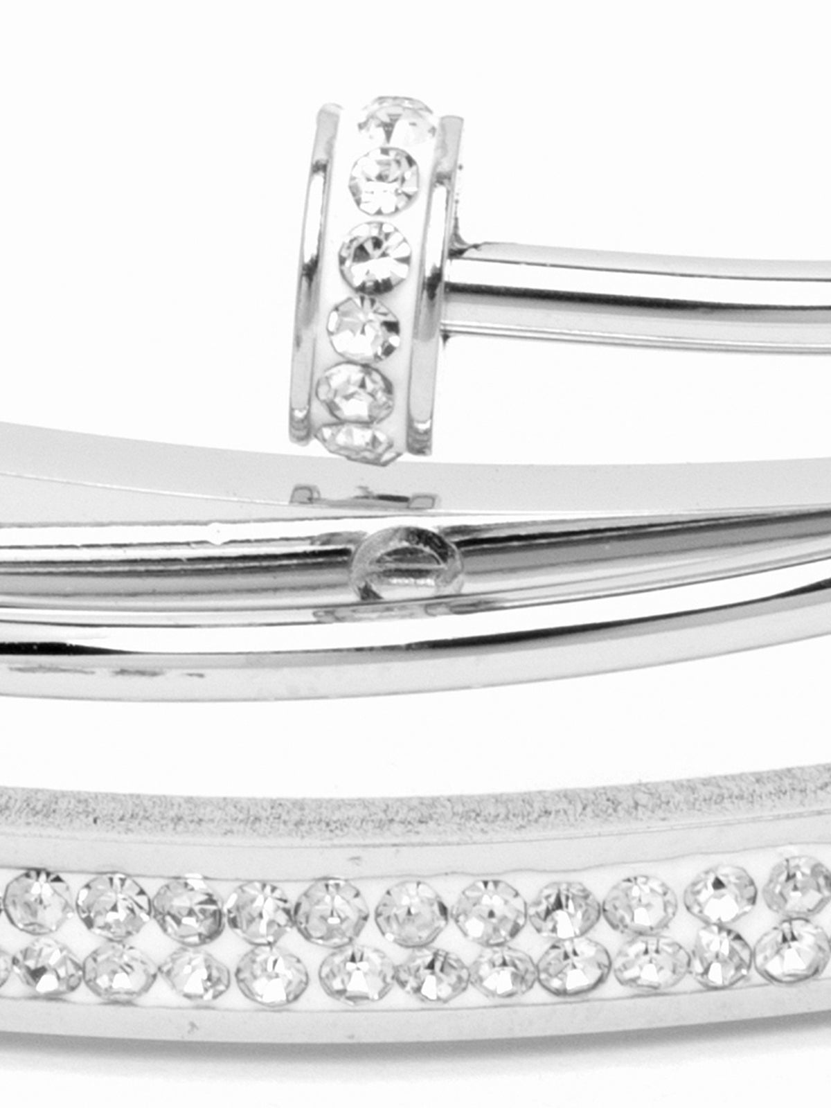 Scintillare By Sukkhi Rhodium Plated with Stainless Steel Multilayer Openable Kada Bracelet Jewellery for Women & Girls|Anti Tarnish Jewellery|Gifts for Wife Girlfriend Mother Sister|K107053