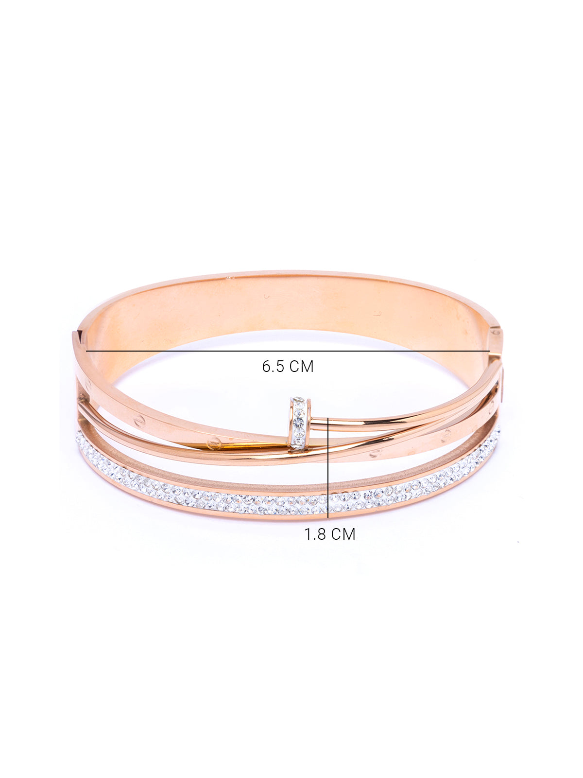 Scintillare By Sukkhi Rose Gold Plated with Stainless Steel Multilayer Openable Kada Bracelet Jewellery for Women & Girls|Anti Tarnish Jewellery|Gifts for Wife Girlfriend Mother Sister|K107055
