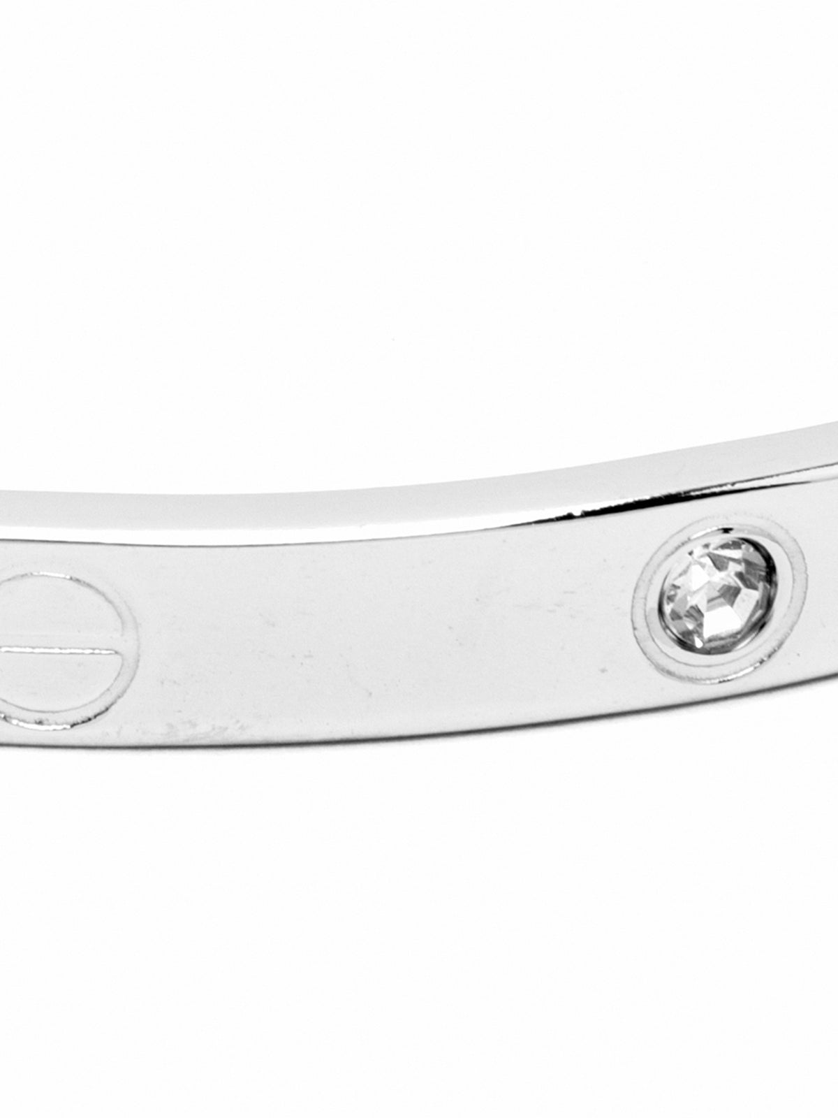 Scintillare By Sukkhi Classy Rhodium Plated with Stainless Steel & Crystal Stones Openable Oval Kada Bracelet Jewellery for Women & Girls|Anti Tarnish Jewellery|Gift for Wife Girlfriend Mother|K107056