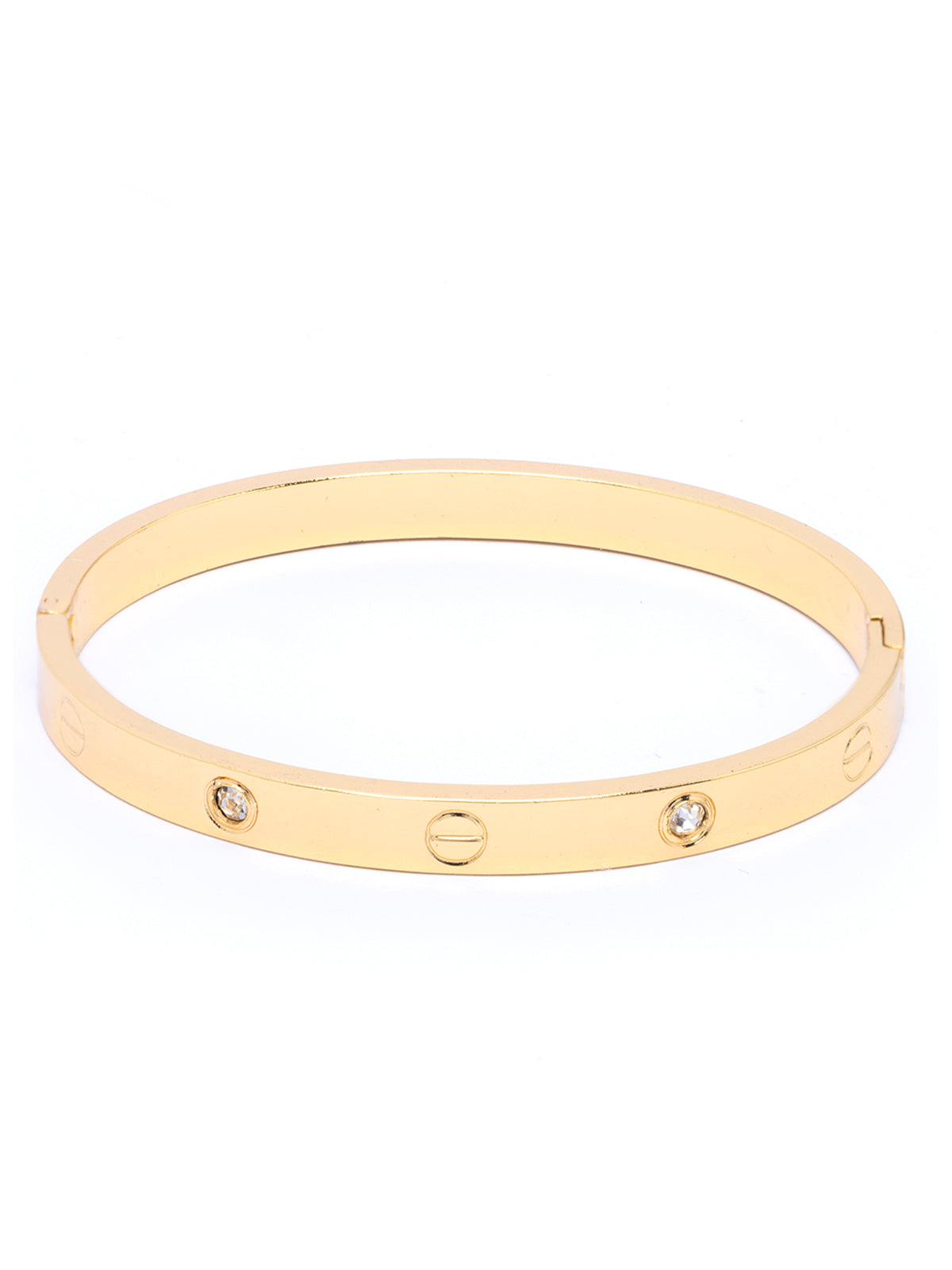 Scintillare By Sukkhi Classy Gold Plated with Stainless Steel & Crystal Stones Openable Oval Kada Bracelet Jewellery for Women & Girls|Anti Tarnish Jewellery|Gifts for Wife Girlfriend Mother|K107057