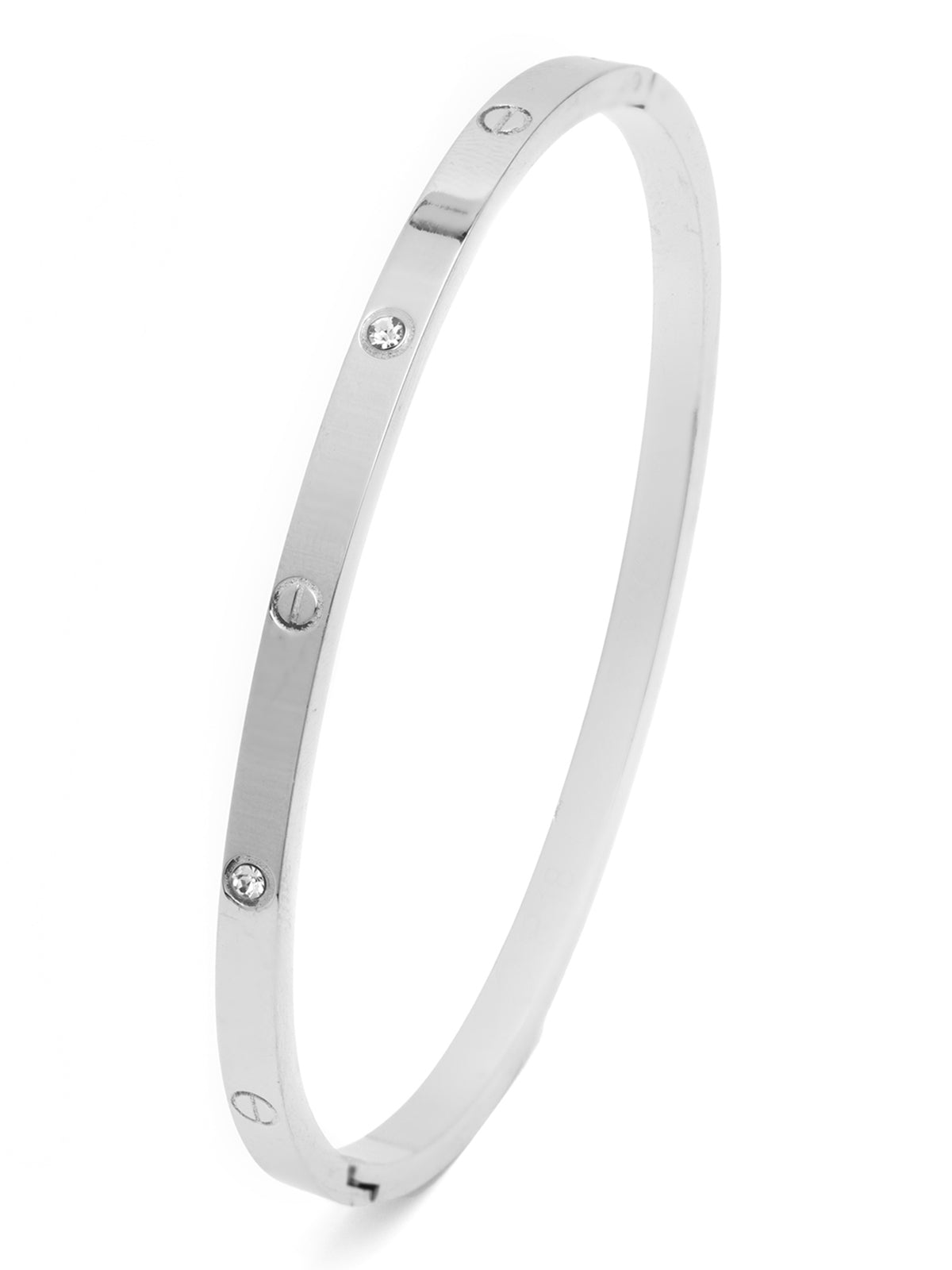 Scintillare By Sukkhi Rhodium Plated with Stainless Steel & Crystal Stones Openable Kada Bracelet Combo Jewellery for Women&Girls|Anti Tarnish Jewellery|Gifts for Wife Girlfriend Mother Sister|K107060