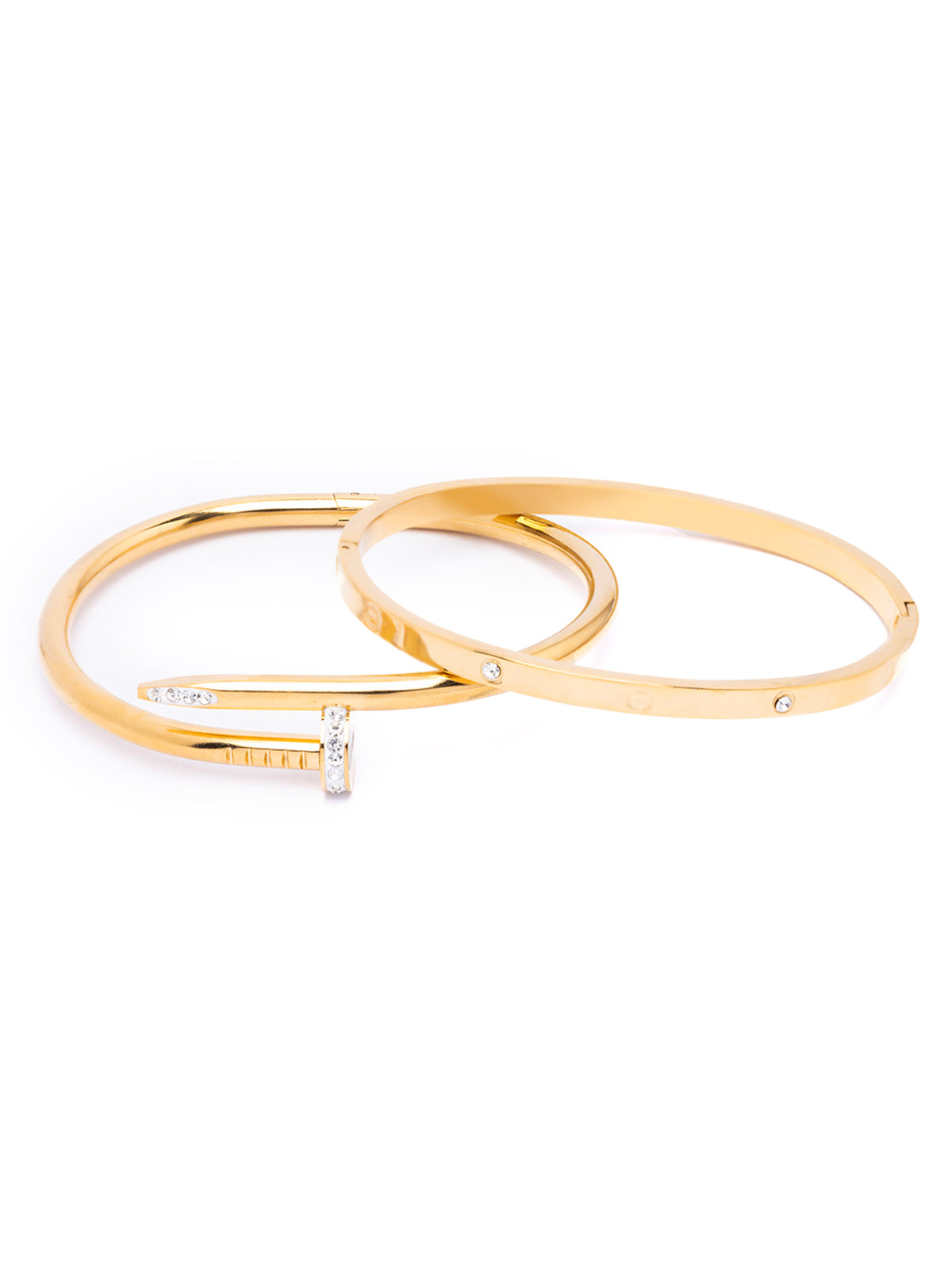 Scintillare By Sukkhi Gold Plated with Stainless Steel & Crystal Stone Openable Kada Bracelet Combo Jewellery for Women & Girls|Anti Tarnish Jewellery|Gift for Wife Girlfriend Mother Sister|K107061
