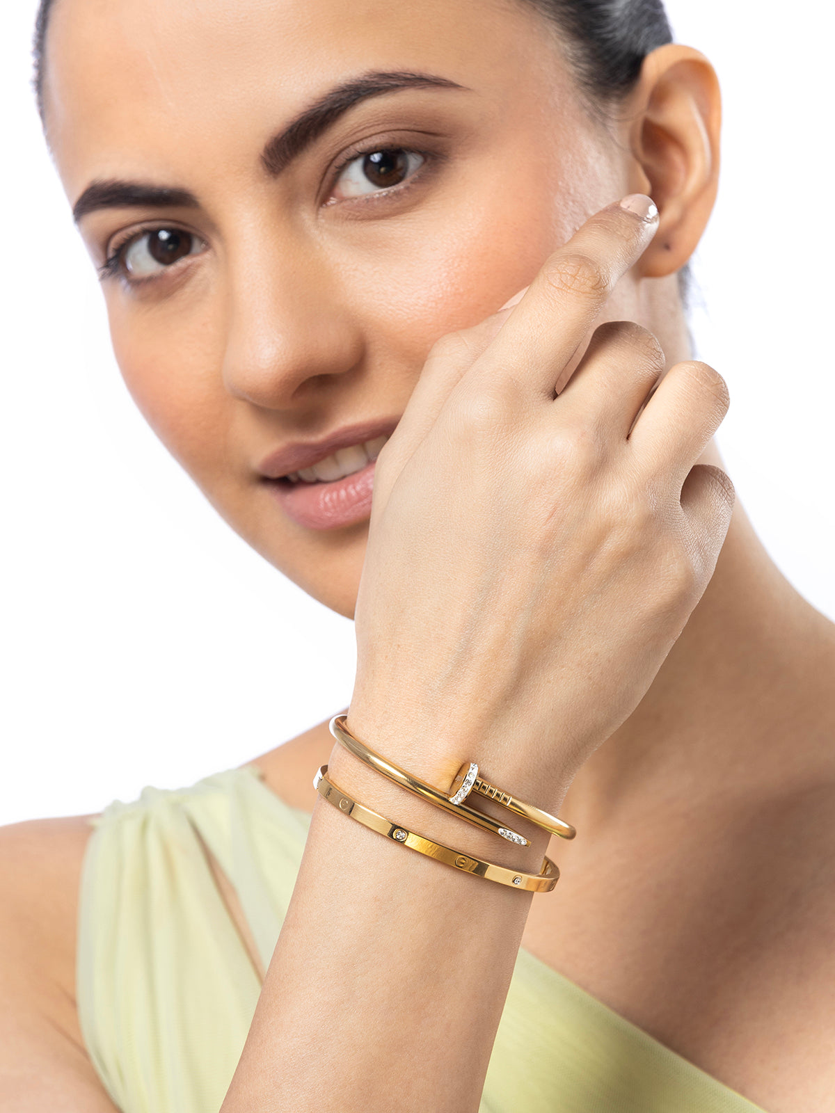 Scintillare By Sukkhi Gold Plated with Stainless Steel & Crystal Stone Openable Kada Bracelet Combo Jewellery for Women & Girls|Anti Tarnish Jewellery|Gift for Wife Girlfriend Mother Sister|K107061