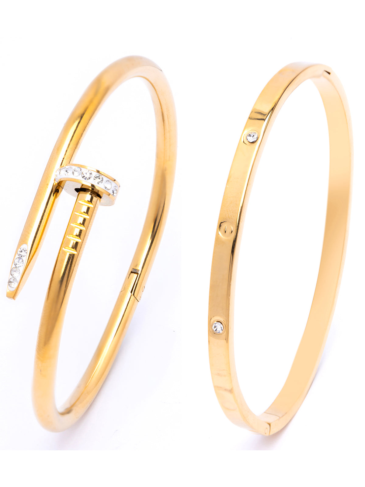 Scintillare By Sukkhi Gold Plated with Stainless Steel & Crystal Stone Openable Kada Bracelet Combo Jewellery for Women & Girls|Anti Tarnish Jewellery|Gift for Wife Girlfriend Mother Sister|K107061