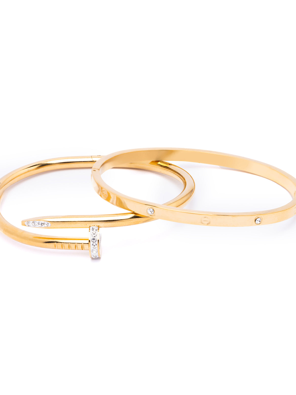 Scintillare By Sukkhi Gold Plated with Stainless Steel & Crystal Stone Openable Kada Bracelet Combo Jewellery for Women & Girls|Anti Tarnish Jewellery|Gift for Wife Girlfriend Mother Sister|K107061