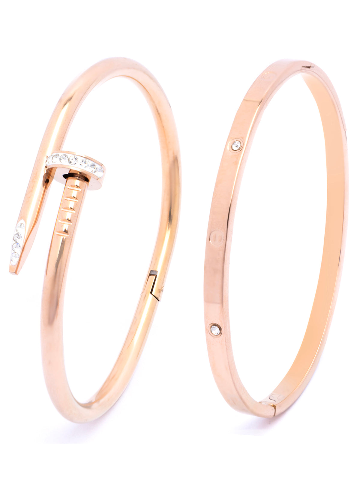 Scintillare By Sukkhi Rose Gold Plated with Stainless Steel & Crystal Stone Openable Kada Bracelet Combo Jewellery for Women&Girls|Anti Tarnish Jewellery|Gift for Wife Girlfriend Mother Sister|K107062