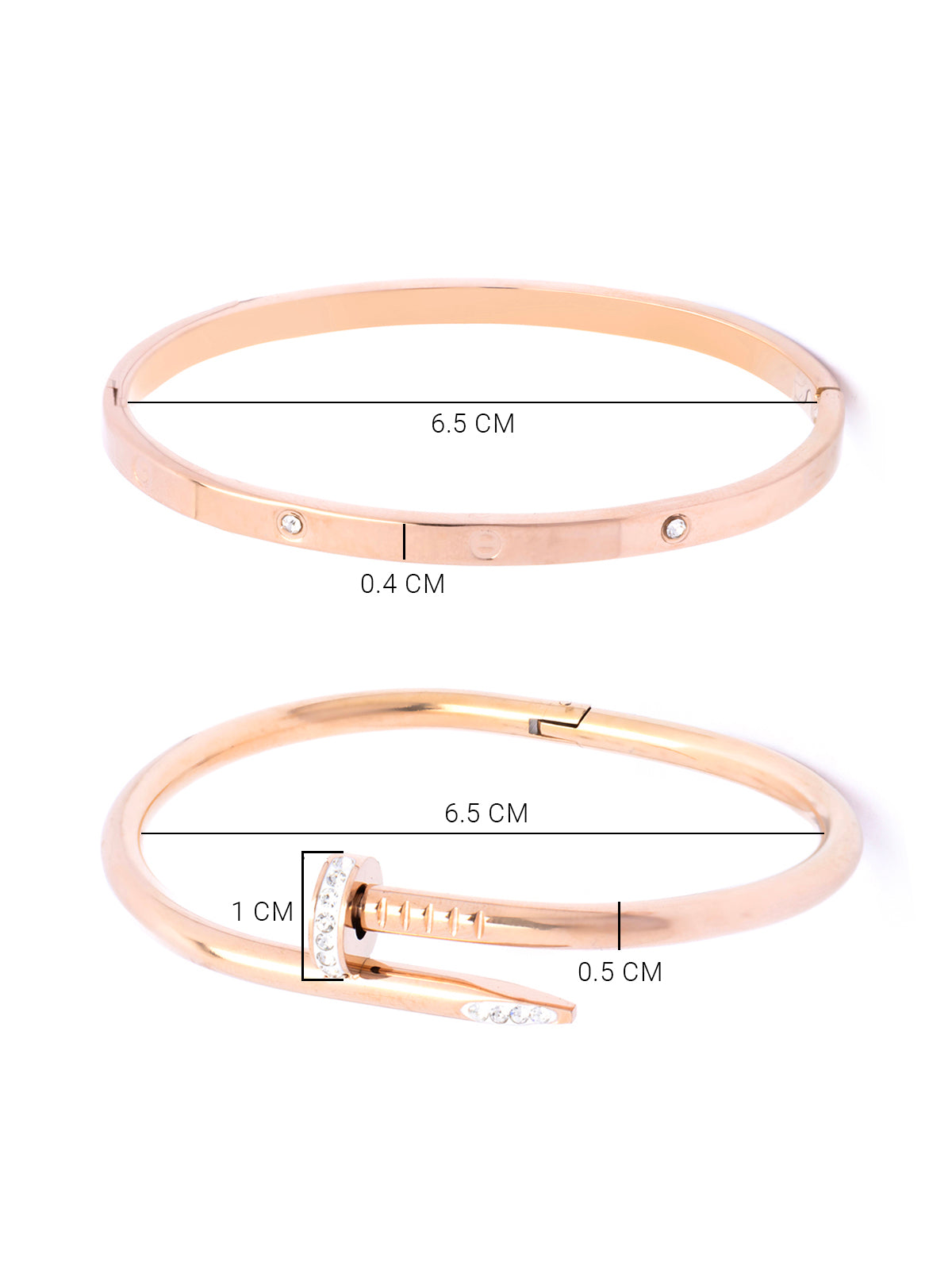 Scintillare By Sukkhi Rose Gold Plated with Stainless Steel & Crystal Stone Openable Kada Bracelet Combo Jewellery for Women&Girls|Anti Tarnish Jewellery|Gift for Wife Girlfriend Mother Sister|K107062