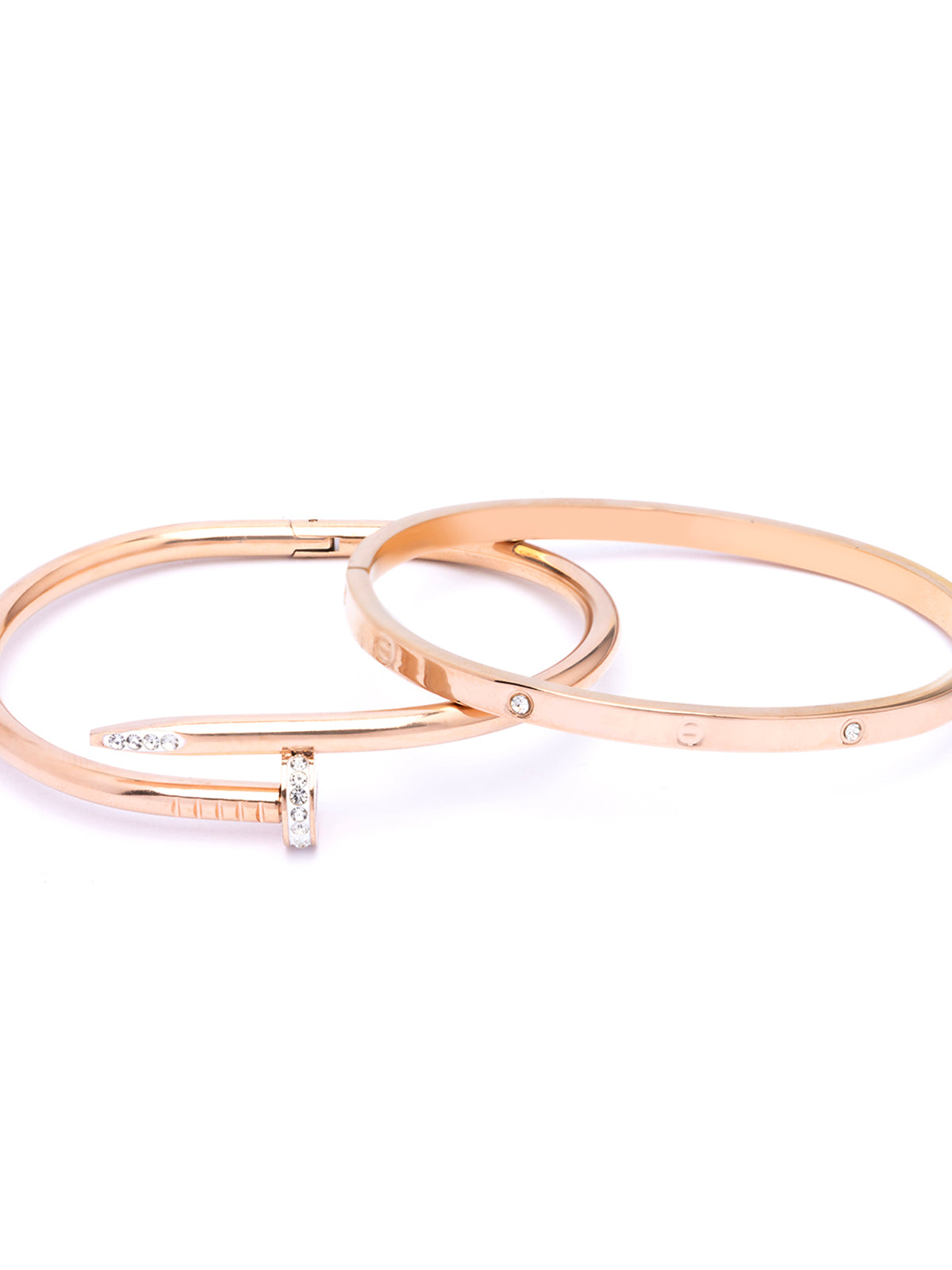 Scintillare By Sukkhi Rose Gold Plated with Stainless Steel & Crystal Stone Openable Kada Bracelet Combo Jewellery for Women&Girls|Anti Tarnish Jewellery|Gift for Wife Girlfriend Mother Sister|K107062