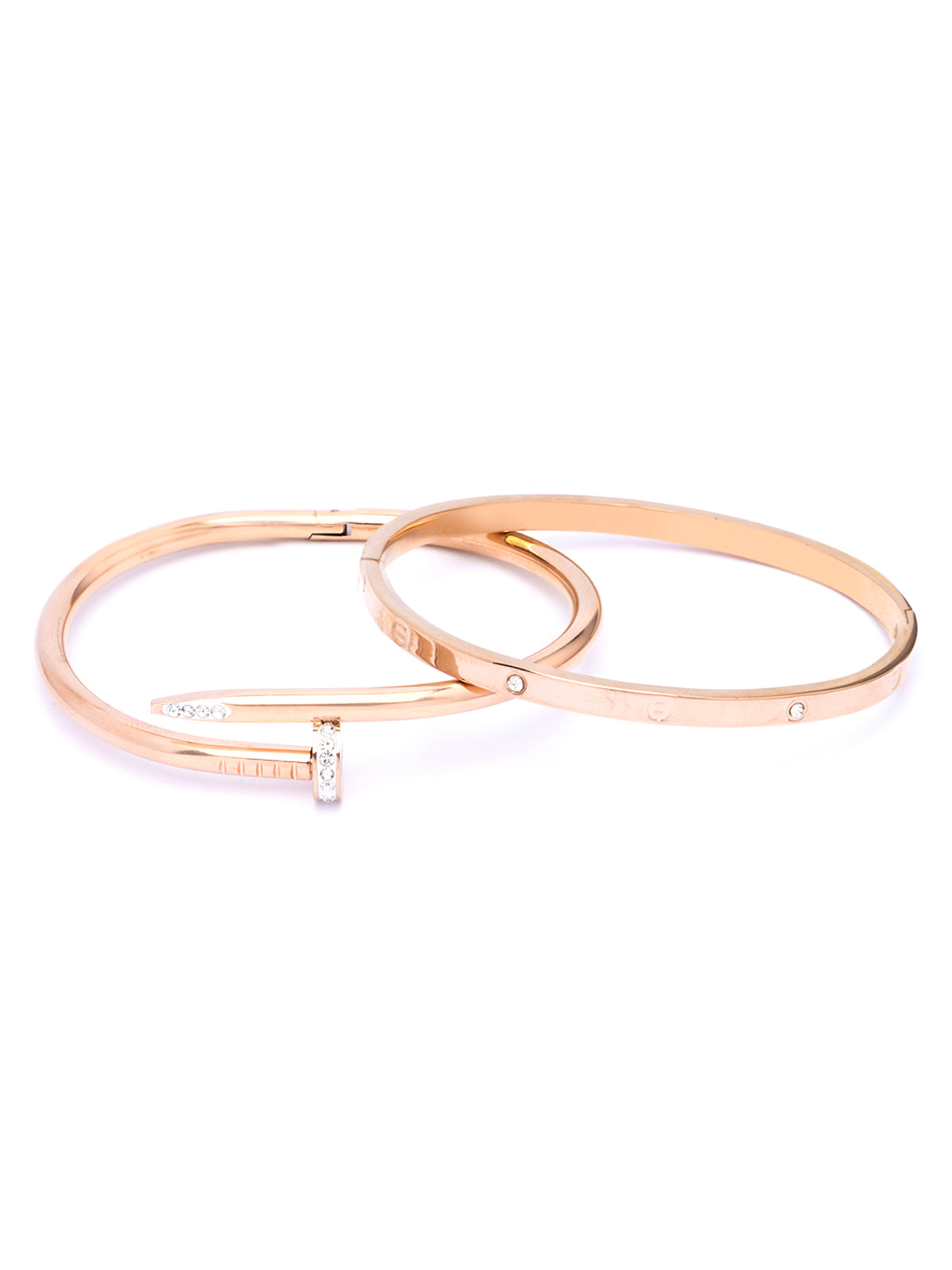 Scintillare By Sukkhi Rose Gold Plated with Stainless Steel & Crystal Stone Openable Kada Bracelet Combo Jewellery for Women&Girls|Anti Tarnish Jewellery|Gift for Wife Girlfriend Mother Sister|K107062