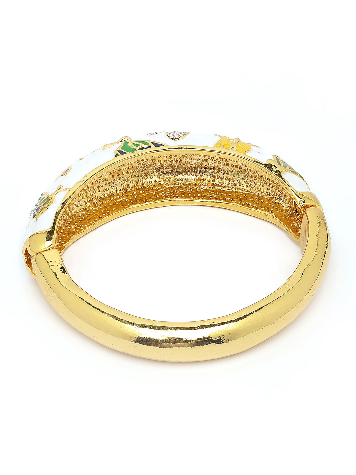 Scintillare By Sukkhi Charming Gold Plated Multicolor Enamel Work Butterfly Design Cuff Kada Bangle Jewellery For Women & Girls|K107287