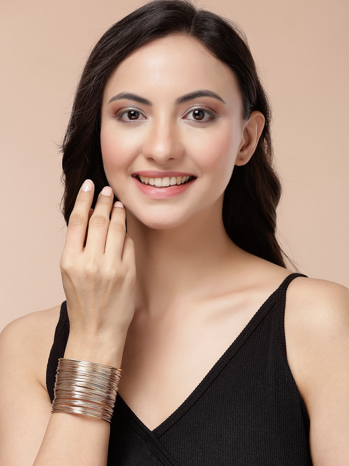 Scintillare By Sukkhi Delightful Rose Gold Plated Stylish Non Precious Metal Cuff Kada Bracelet Jewellery for Women & Girls|K107288