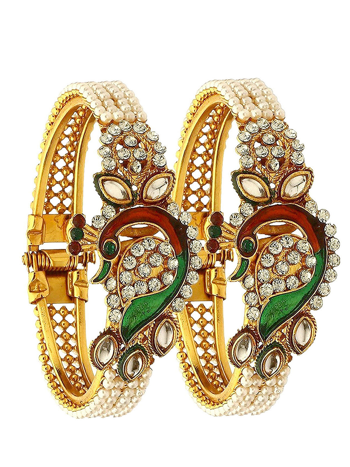 Sukkhi Traditional Peacock Gold Plated Pair Kada For Women K73482