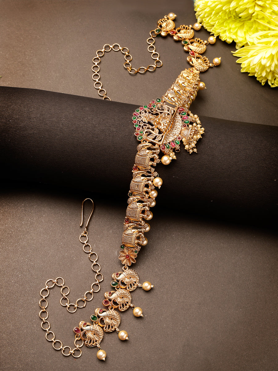 Sukkhi Traditional Ethnic Temple Laxmi Gold Plated Kamaraband Jewellery for Women & Girls | Adjustable Kamarband|Belly Chain|Kandora|Waist Belt For Women |Pack of 1|KB106032