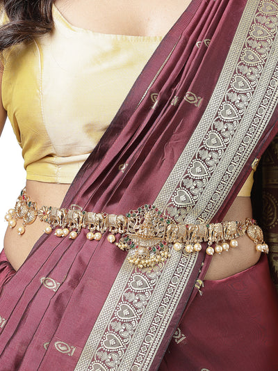 Sukkhi Traditional Ethnic Temple Laxmi Gold Plated Kamaraband Jewellery for Women & Girls | Adjustable Kamarband|Belly Chain|Kandora|Waist Belt For Women |Pack of 1|KB106032