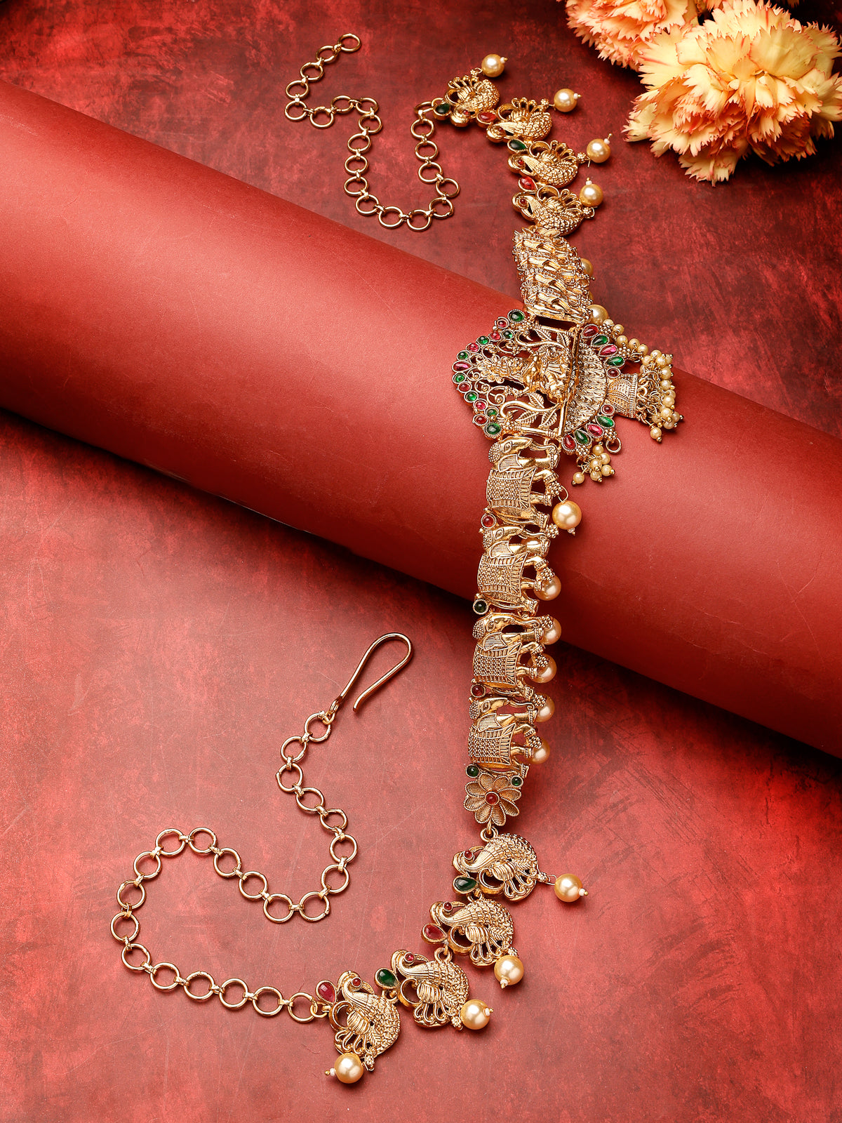 Sukkhi Traditional Ethnic Temple Laxmi Gold Plated Kamaraband Jewellery for Women & Girls | Adjustable Kamarband|Belly Chain|Kandora|Waist Belt For Women |Pack of 1|KB106032