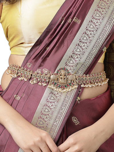 Sukkhi Trendy Traditional Bridal Saree Kamarbandh Gold Plated Temple Kamaraband Jewellery for Women|Adjustable Kamarband|Belly Chain|Kandora|Waist Belt For Women |Pack of 1|KB106033