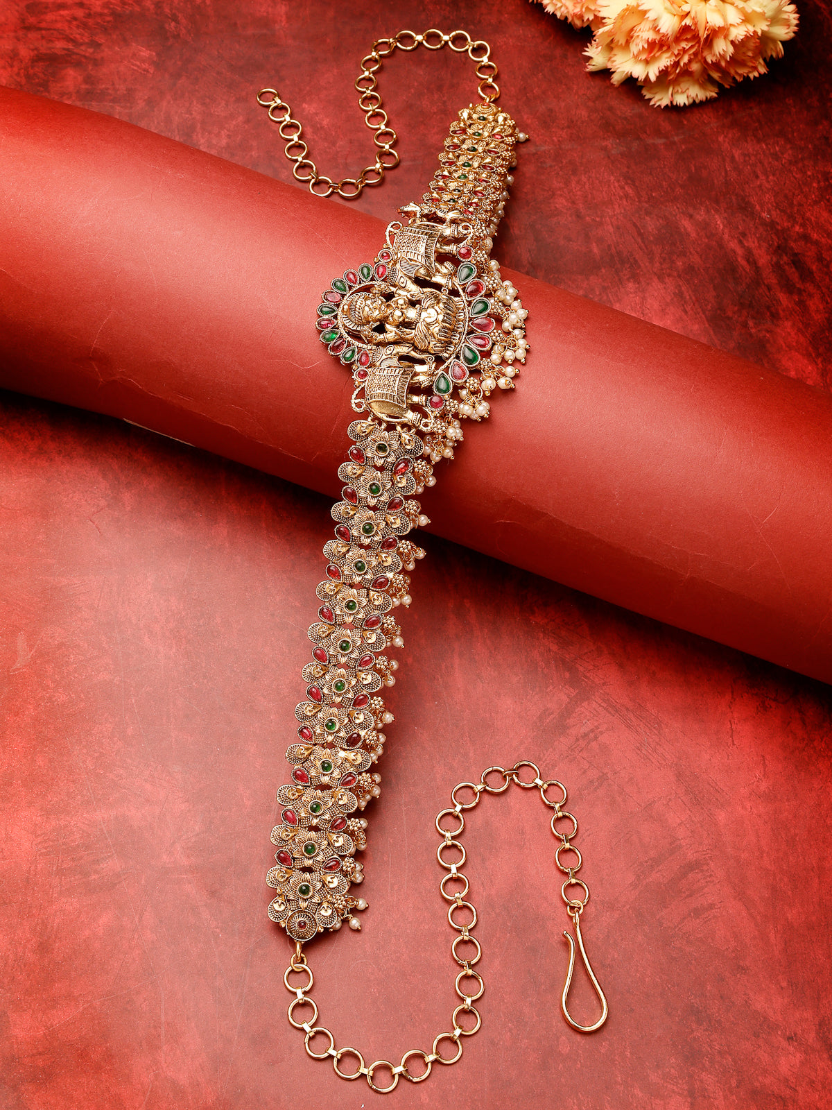 Sukkhi Trendy Traditional Bridal Saree Kamarbandh Gold Plated Temple Kamaraband Jewellery for Women|Adjustable Kamarband|Belly Chain|Kandora|Waist Belt For Women |Pack of 1|KB106033