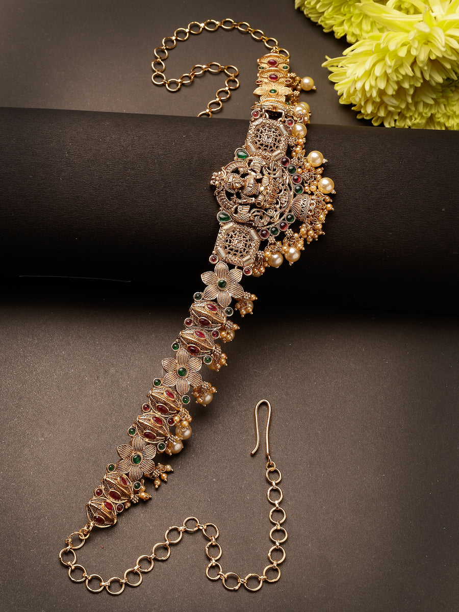 Sukkhi South Indain Traditional Temple Laxmi Gold Plated Kamaraband Jewellery for Women|Adjustable Kamarband|Belly Chain|Kandora|Waist Belt For Women |Pack of 1|KB106034