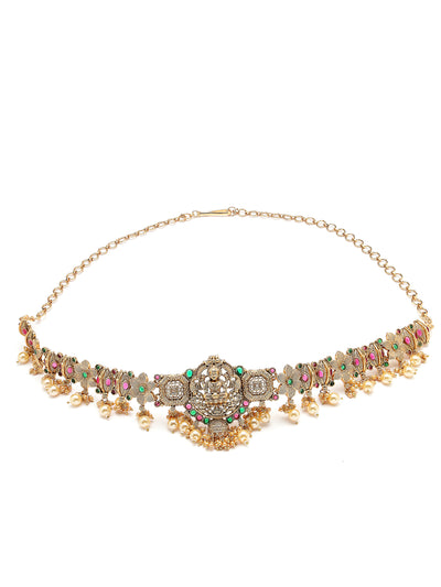 Sukkhi South Indain Traditional Temple Laxmi Gold Plated Kamaraband Jewellery for Women|Adjustable Kamarband|Belly Chain|Kandora|Waist Belt For Women |Pack of 1|KB106034