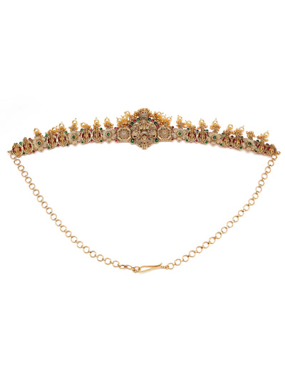 Sukkhi South Indain Traditional Temple Laxmi Gold Plated Kamaraband Jewellery for Women|Adjustable Kamarband|Belly Chain|Kandora|Waist Belt For Women |Pack of 1|KB106034
