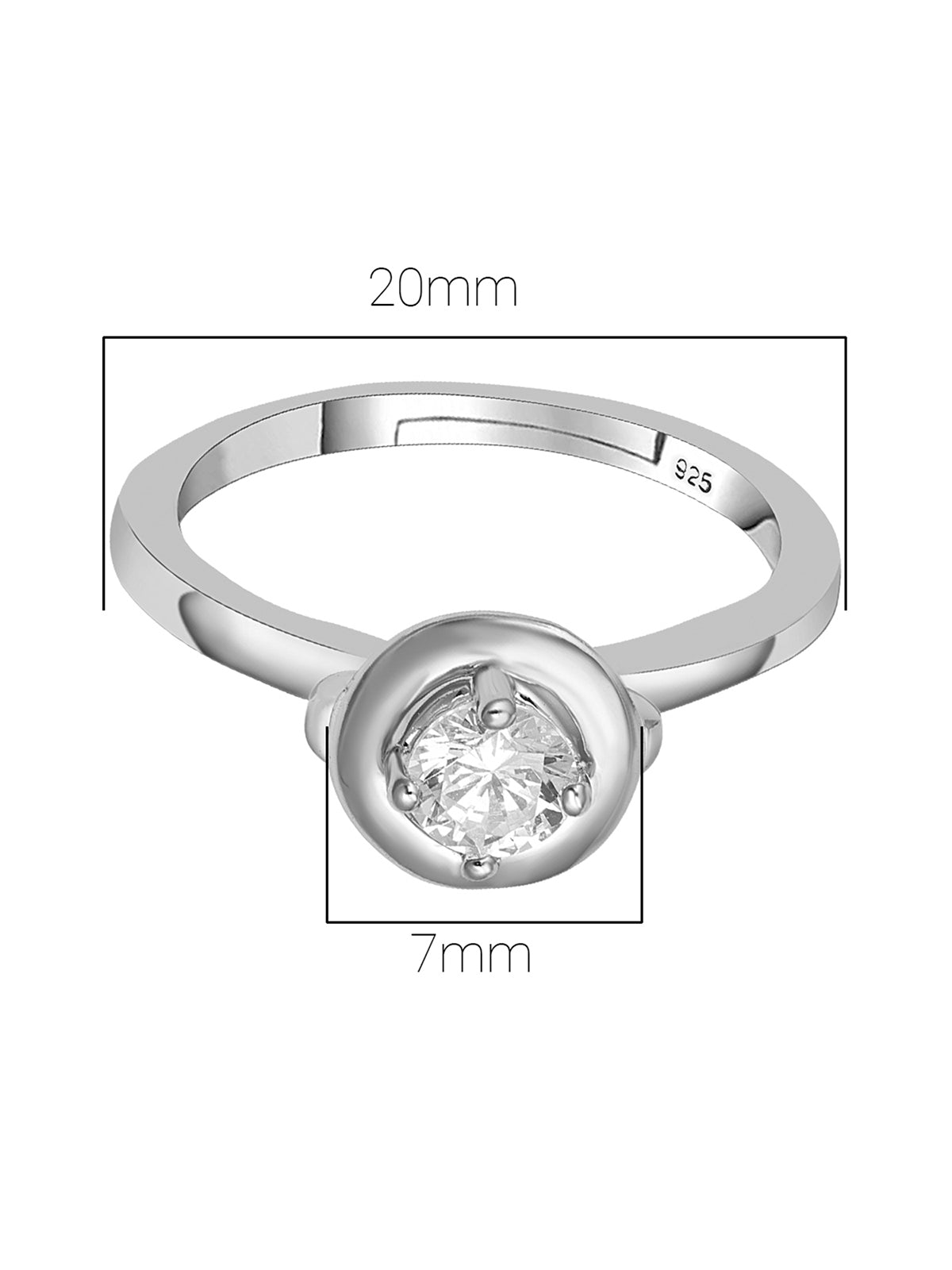 Pissara by Sukkhi Glossy 925 Sterling Silver Cubic Zirconia Finger Ring For Women And Girls|with Authenticity Certificate, 925 Stamp & 6 Months Warranty LR104648