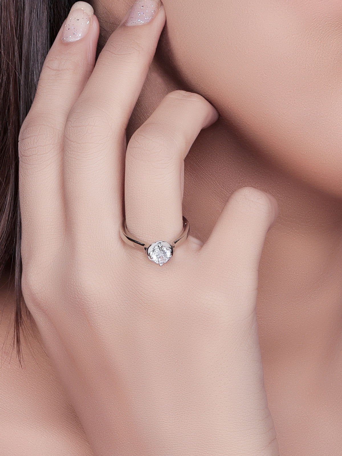 Pissara by Sukkhi Glossy 925 Sterling Silver Cubic Zirconia Finger Ring For Women And Girls|with Authenticity Certificate, 925 Stamp & 6 Months Warranty LR104648