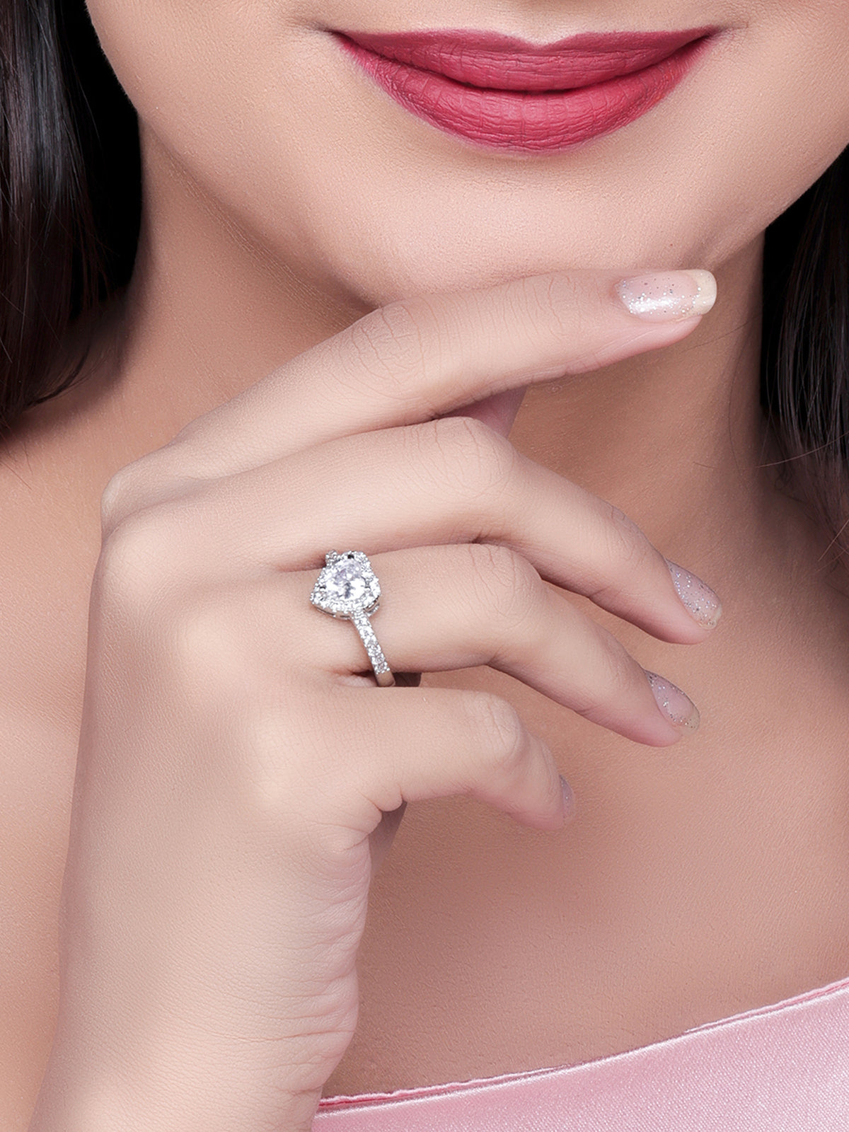 Pissara by Sukkhi Adorable 925 Sterling Silver Cubic Zirconia Finger Ring For Women And Girls|with Authenticity Certificate, 925 Stamp & 6 Months Warranty LR104651