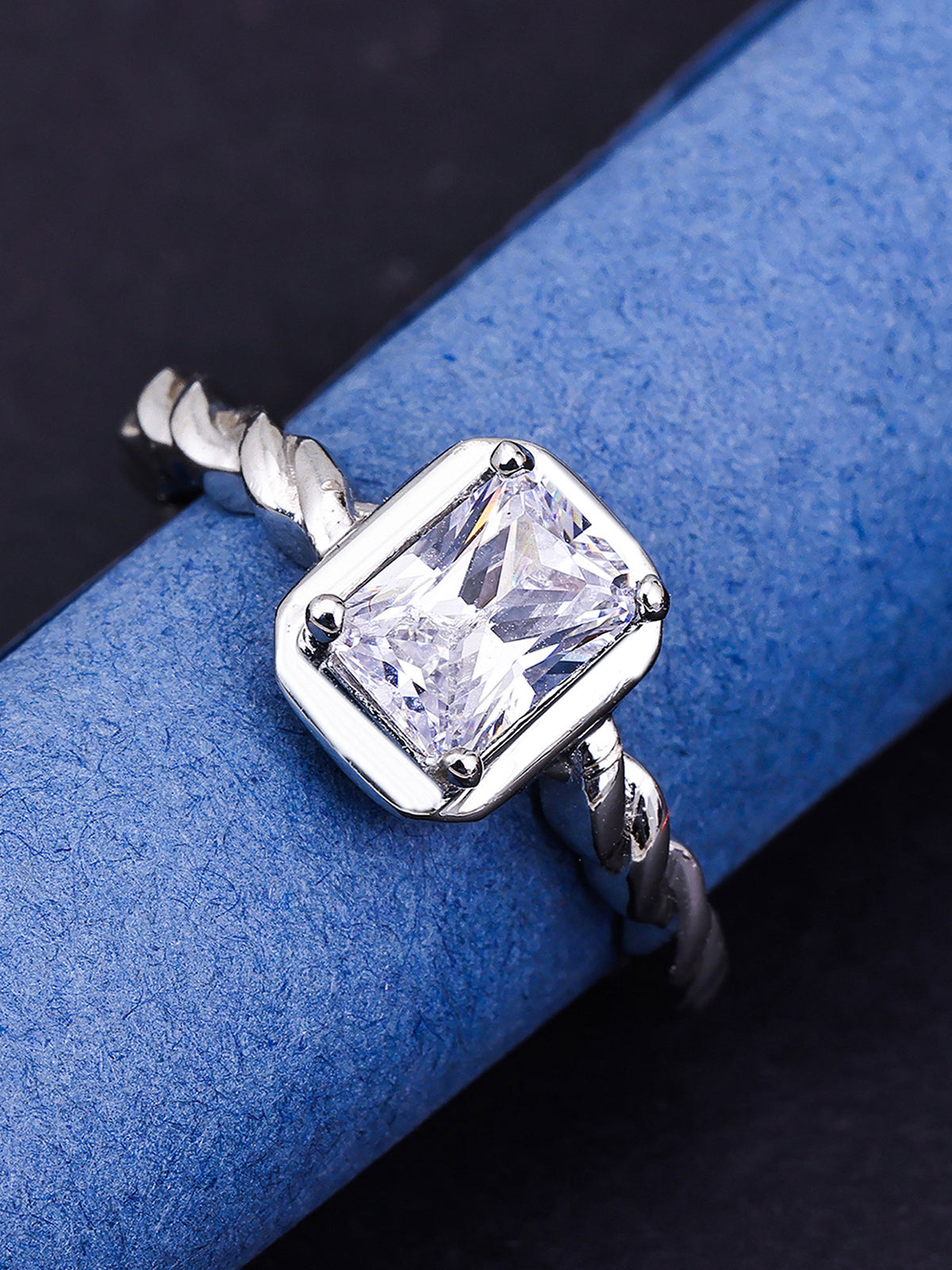 Pissara by Sukkhi Sparkling 925 Sterling Silver Cubic Zirconia Finger Ring For Women And Girls|with Authenticity Certificate, 925 Stamp & 6 Months Warranty LR104652