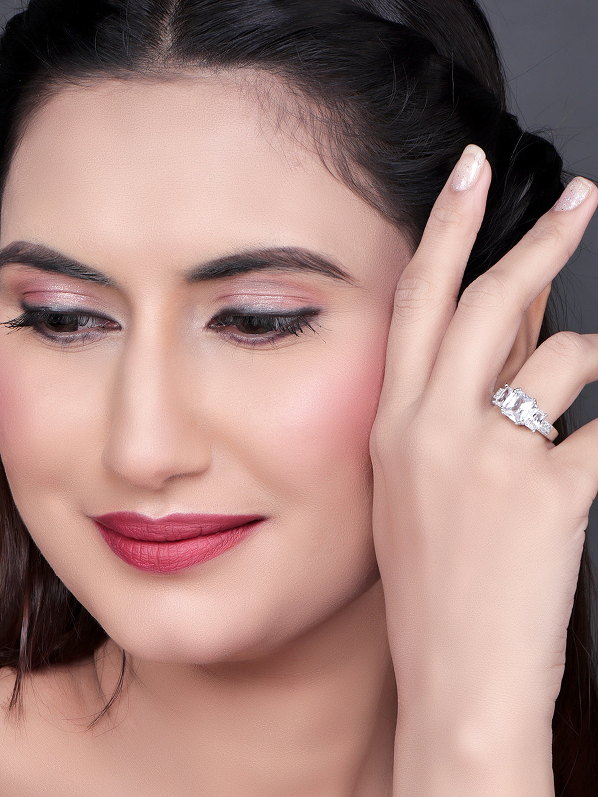 Pissara by Sukkhi Spectacular 925 Sterling Silver Cubic Zirconia Finger Ring For Women And Girls|with Authenticity Certificate, 925 Stamp & 6 Months Warranty LR104655