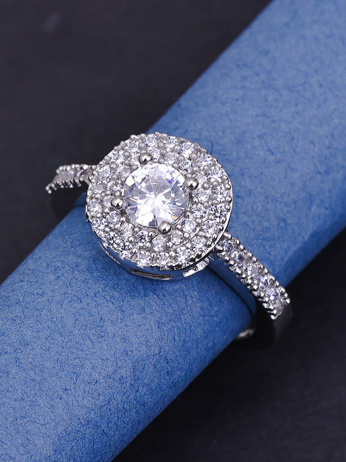 Pissara by Sukkhi Glitzy 925 Sterling Silver Cubic Zirconia Finger Ring For Women And Girls|with Authenticity Certificate, 925 Stamp & 6 Months Warranty LR104658