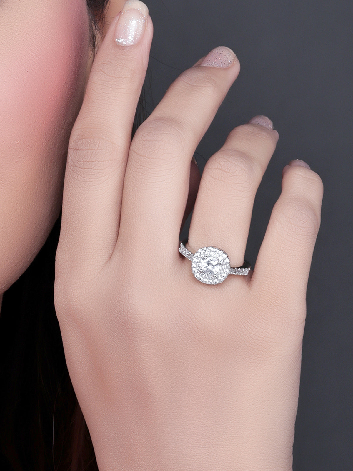 Pissara by Sukkhi Glitzy 925 Sterling Silver Cubic Zirconia Finger Ring For Women And Girls|with Authenticity Certificate, 925 Stamp & 6 Months Warranty LR104658
