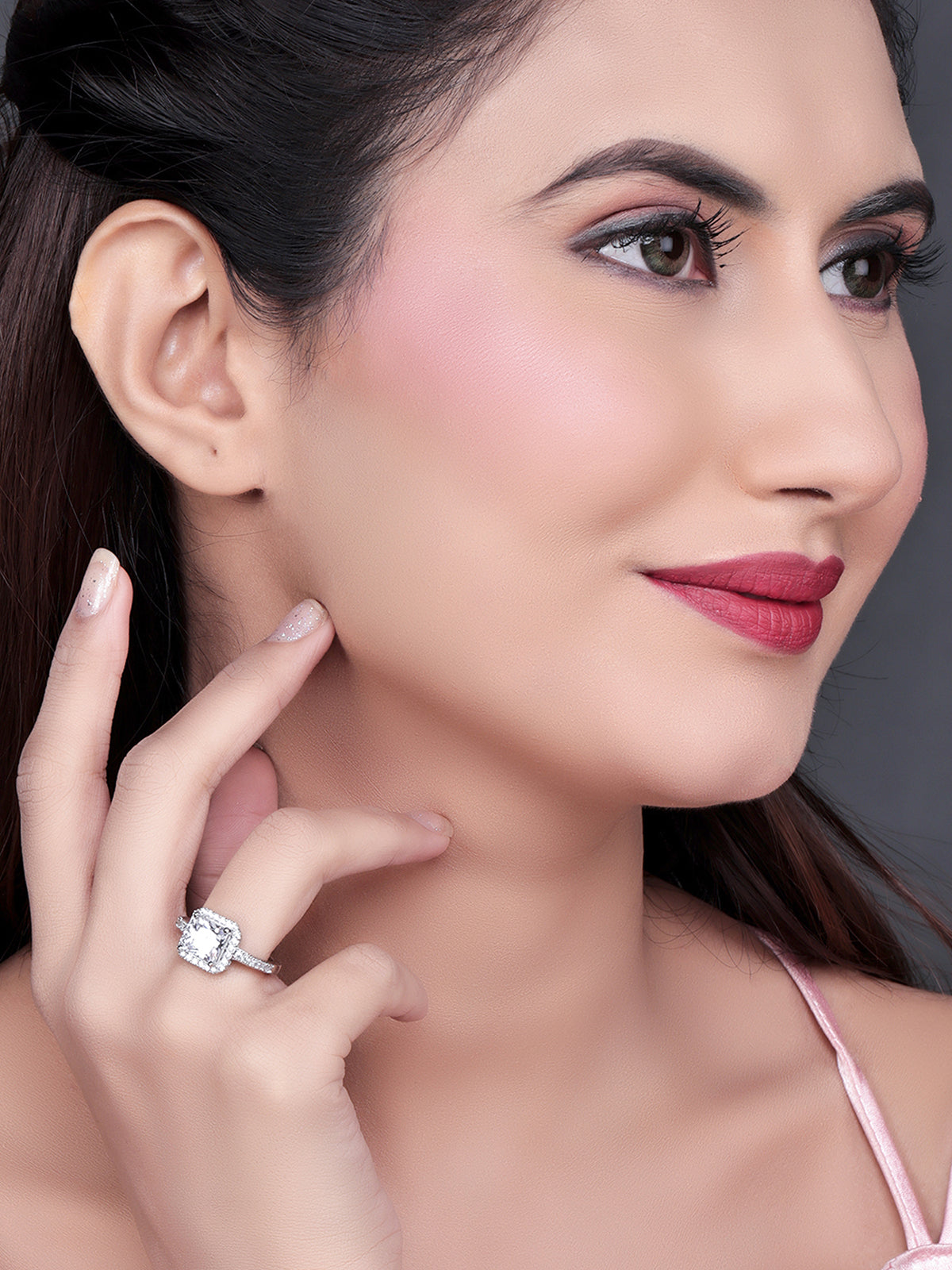 Pissara by Sukkhi Trendy 925 Sterling Silver Cubic Zirconia Finger Ring For Women And Girls|with Authenticity Certificate, 925 Stamp & 6 Months Warranty LR104659