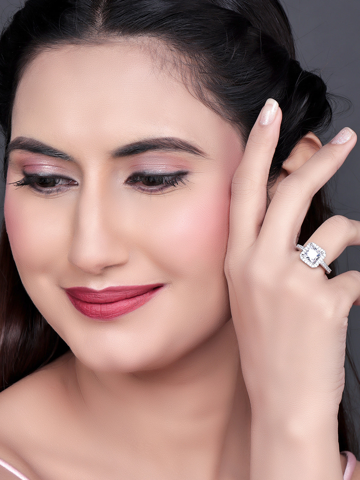 Pissara by Sukkhi Trendy 925 Sterling Silver Cubic Zirconia Finger Ring For Women And Girls|with Authenticity Certificate, 925 Stamp & 6 Months Warranty LR104659