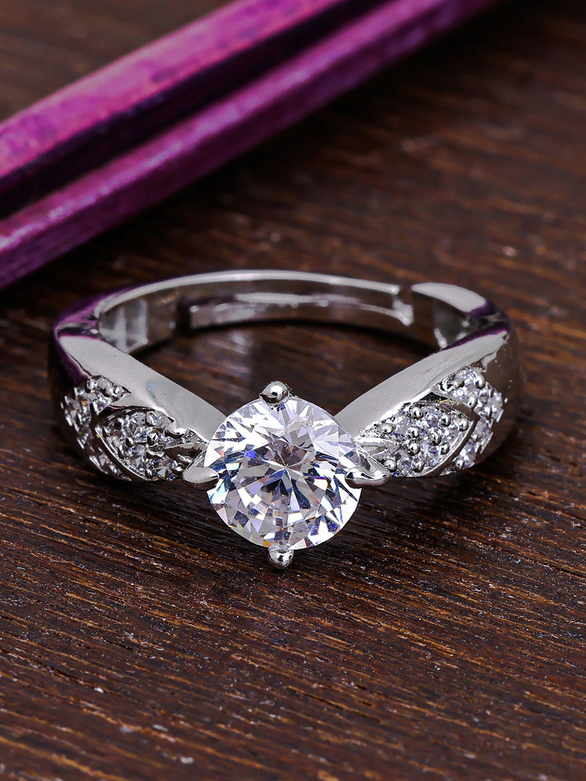 Pissara by Sukkhi Fashionable 925 Sterling Silver Cubic Zirconia Finger Ring For Women And Girls|with Authenticity Certificate, 925 Stamp & 6 Months Warranty LR104661