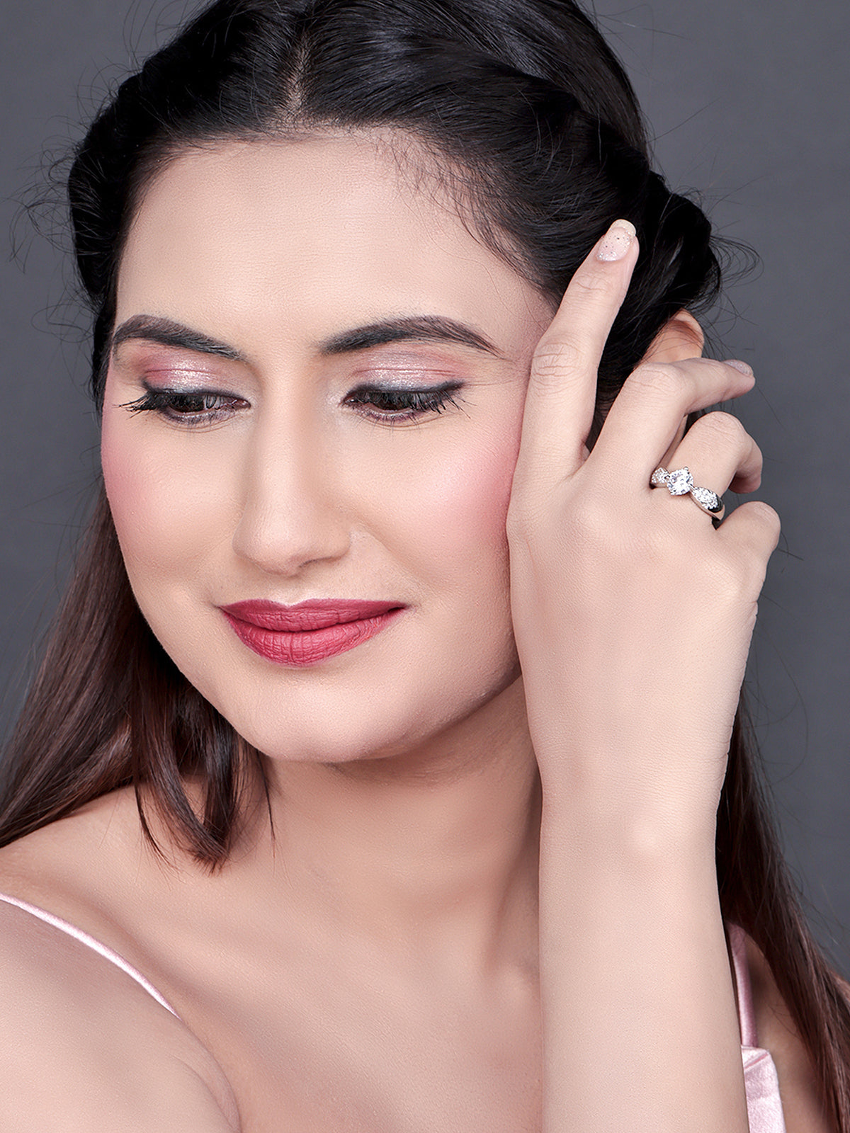 Pissara by Sukkhi Fashionable 925 Sterling Silver Cubic Zirconia Finger Ring For Women And Girls|with Authenticity Certificate, 925 Stamp & 6 Months Warranty LR104661