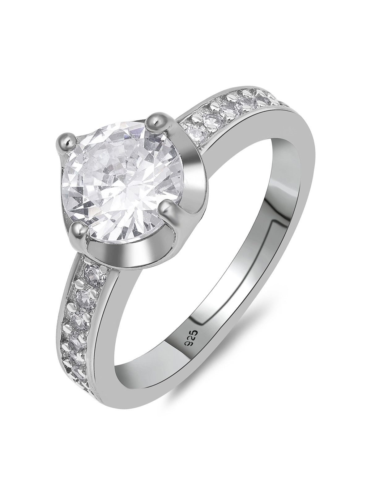 Pissara by Sukkhi Gleaming 925 Sterling Silver Cubic Zirconia Finger Ring For Women And Girls|with Authenticity Certificate, 925 Stamp & 6 Months Warranty LR104663