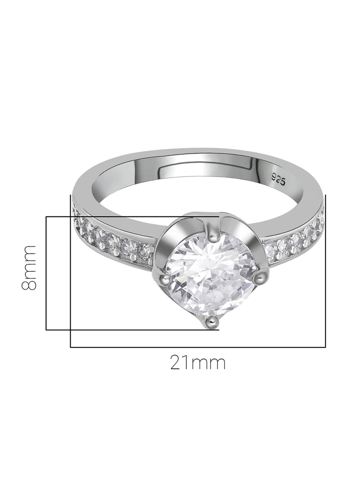 Pissara by Sukkhi Gleaming 925 Sterling Silver Cubic Zirconia Finger Ring For Women And Girls|with Authenticity Certificate, 925 Stamp & 6 Months Warranty LR104663